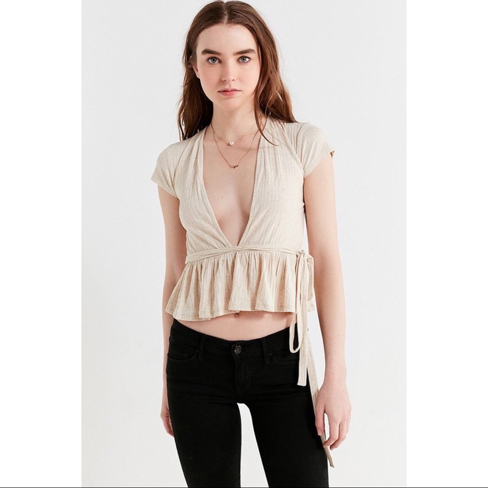 UO Meant To Be Plunging Tie-Front Top